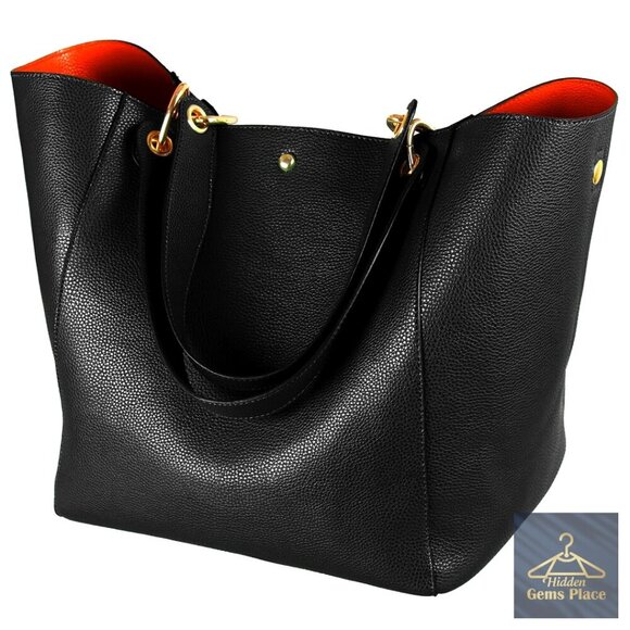 SQLP Large Waterproof Vegan Leather Work Tote Bag, Shoulder  Large Work Tote Bag with Crossbody Strap Waterproof Vegan Leather Travel Purse